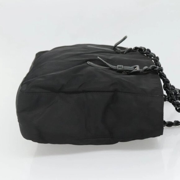 PRADA Chain Shoulder Bag Nylon Black - Picture 4 of 15
